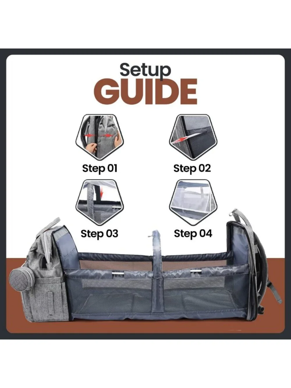 Multifunctional Diaper Bag with Changing Station, Stroller Straps & Pacifier